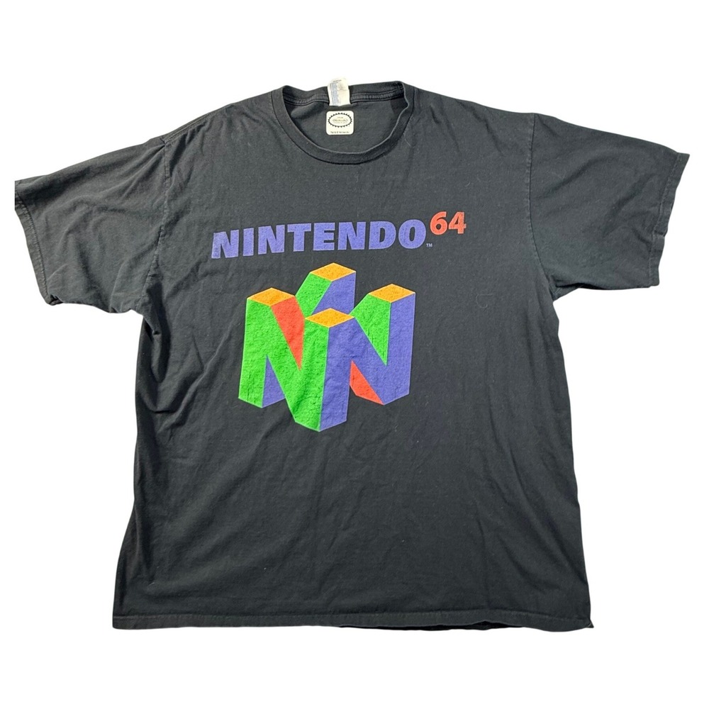 Nintendo 64 N64 Logo Black Graphic T-Shirt Mens 2XL Official